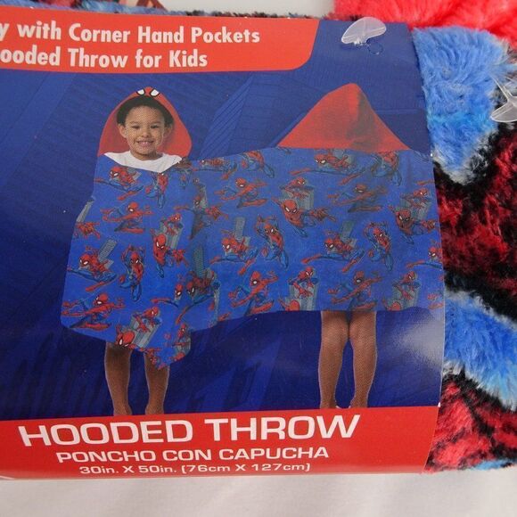 Marvel Spiderman Kids Hooded Throw 30inX50in - Picture 3 of 3